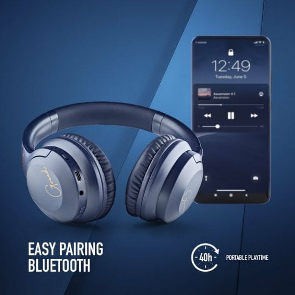 Over-Ear Koptelefoon met Bluetooth en Microfoon – Blauw