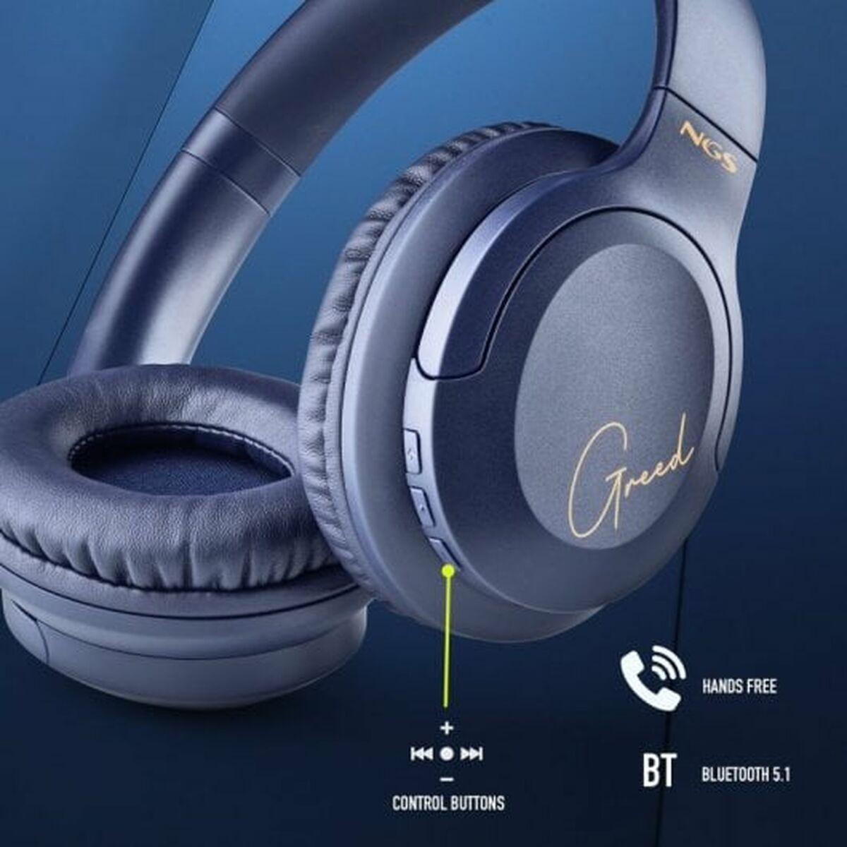 Over-Ear Koptelefoon met Bluetooth en Microfoon – Blauw